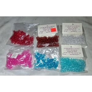Vintage 12mm Star Flake Beads 6 Color Lot Plastic Christmas Craft Ornament Beads